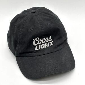 Coors Light Baseball Cap Hat Black Adj One Size Strap Back Silver Embroidered